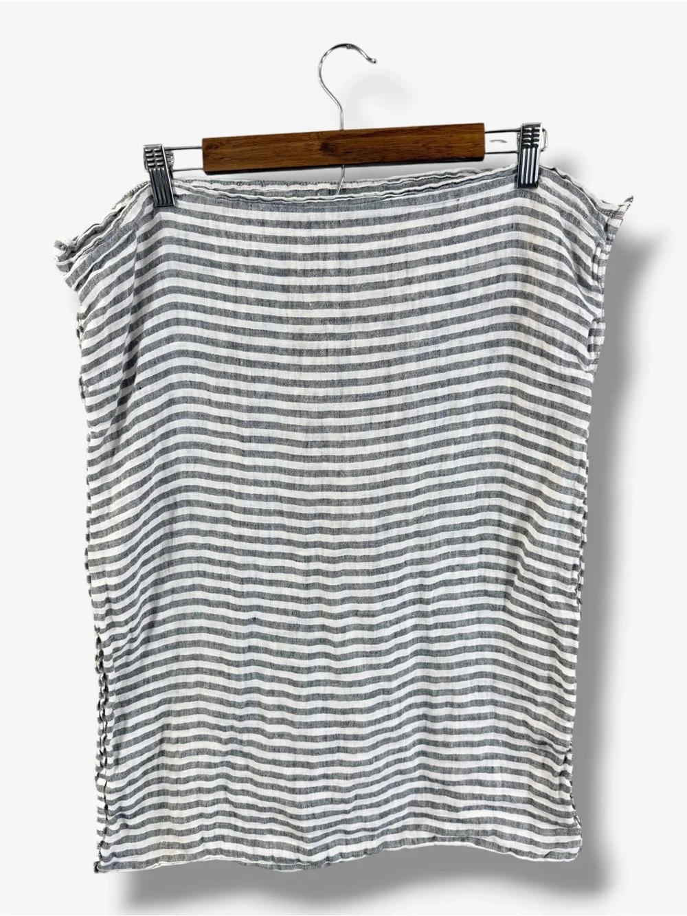 Brooklinen Standard Pillowcase Gray White Stripe Linen Foldover Minimalist